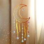 Artilady Moon Dream Catchers - Yellow Dream Catcher with Crystals Princess Room Decor for Girls Kids Adults Baby Bedroom Room Decor Christmas Birthday Teen Girl Gifts