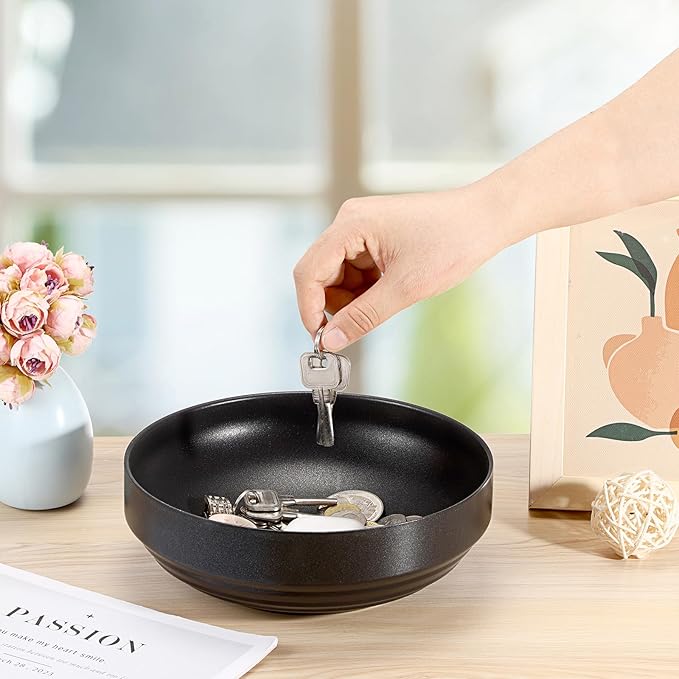 Stainless Steel Bowl Decorative Key Bowl Serving Bowl for Snack Fruit Dish Round Key Dish for Entryway Table Coffee Table Kitchen Counter, 8.3 Inches