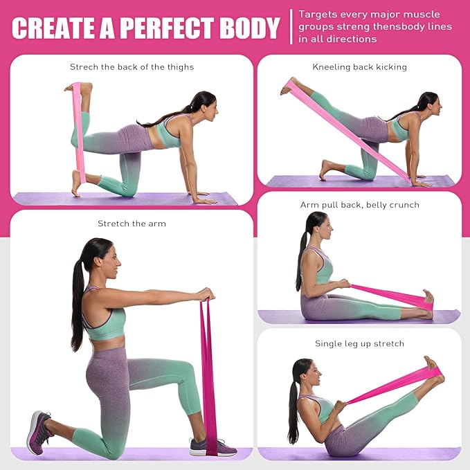HPYGN 3 Levels Non-Latex Exercise Bands for Physical Therapy & Yoga, Professional Resistance Bands Set for Working Out, Strength Training, Pilates & Rehab, TPE Elastic Stretch Bands for Seniors, Women