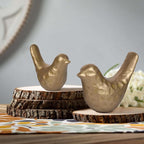 Elegant Cast Iron Bird Statue with Vintage Brass Coating – Gold Bird Figurine for Home Desk, Living Room, Bedroom, Office – Charming Decorative Ornament