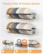 4 Pack Hat Rack for Wall Holds 112 Caps Hat Organizer for Wall Mounted Hat Holder on Wall Hat Organizer for Baseball Caps Hat Storage for Baseball Hats Closet Bedroom Kitchen Bathroom Black