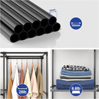 Portable Closet, Wardrobe Closet with 6 Storage Shelves and 2 Hanging Rods, Non-Woven Fabric Cover, 34.6 x 17.7 x 66.1 Inches Closet Organizer for Bedroom, Gray