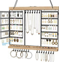 Large Rotating Hanging Jewelry Organizer, 5-Tier Earring Holder Storage Holds up to 180 Pairs, Wall Mounted Jewelry Rack for Earrings, Necklaces, Bracelets and Rings, for Girls, Black