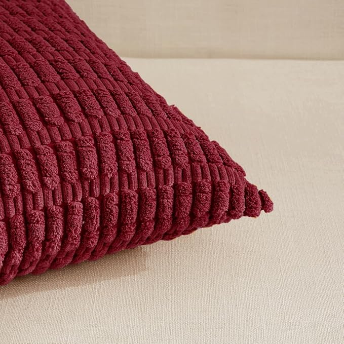 Fancy Homi 4 Packs Decorative Throw Pillow Covers for Living Room Couch Bed, Modern Farmhouse Boho Home Décor Accent Cushion Case, 20" x 20", Burgundy