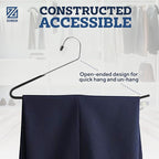 Zober Pants Hangers Non Slip - 20 Pack Open Ended Pants and Jean Hangers for Closet - Space Saving Clothes Hanger - Strong, Durable, Metal Pant Hangers (Black)