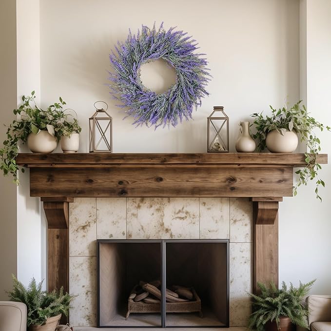 26 Inch Large Lavender Wreaths for Front Door Outside Summer Spring Wreaths for Front Door Floral Wreath All Season for Wedding Farmhouse Porch Wall Room Home Decor