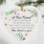 A True Friend is Hard to Find They are Rare and One of a Kind - Birthday, Christmas Friendship Gift | Gifts for Best Friend, Bestie, Female BFF | Ceramic Keepsake, Friendship Christmas Ornament