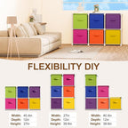 6 Cube Storage Organizer with Shelf Back to School Boxes 11 Inch Toy Storage Bins Closet Organizers Drawers Fabric Dresser for Playroom Books Bedroom Dorm Kitchen (Multicolor)