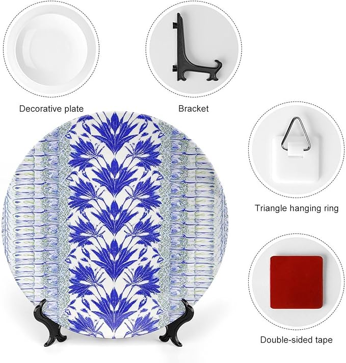 Blue And White Cairo Vintage Plates for Display Chinoiserie Blue And White Flowers Club Art Decoration Supplies Farmhouse Home Holiday Party Decorations Personalized Gifts for Men Women Anniversary
