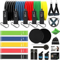 23 Pack Resistance Bands Set Workout Bands, 5 Stackable Exercise Bands 5 Loop Resistance Bands 2 Core Sliders, Door Anchor Handles Ankle Straps Carry Bag Instant Cooling Towel Wrist Wraps