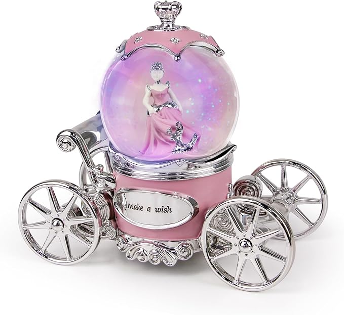 Cinderella Snow Globe for Girls, Music Box for Women with Color Changing LED Lights, Snowglobe Musical Boxes Gifts for Birthday Christmas Mother's Day Valentine's Day