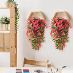 Artificial Fake Hanging Flowers Plants for Outdoor Spring Summer Decoration, 2PCS Faux Silk Violet UV Resistant Look Real Trailing Vines for Outside Home Planter Porch Patio(Rose red)