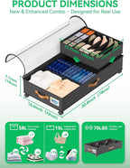Under Bed Storage with Wheels, 2-Pack 58L Under the Bed Storage Containers with Lids, 1-Pack 15L Box, Organizer Bins Rolling Underbed Storage for Clothes, Underwear, Socks, Shoes - Delicate Style