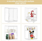 Attelite Large Clear Acrylic Display Case Shoe Storage Boxes With An Adjustable Divider,2 Pack 2 Tiers Clear Plastic Stackable Storage Bins With Lids Display Acrylic Box With Magnetic Door