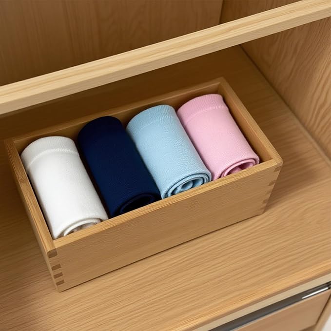 Bamboo Drawer Organizer 8"*4"*2", Bamboo Storage Box for Clothes, Dresser Makeup, Kitchen Utensil, Office Supplies