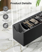 Lolalet 7 Compartments Belt Organizer, PU Leather Belt Storage with Soft Lining, Extra-Wide Slots for Men and Women, Fits Drawer, Closet & Entryway Cabinet -2 Packs, Black