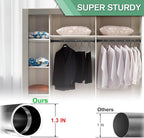 Closet Rods for Hanging Clothes, 1.3 Inch Diameter Heavy Duty Closet Rod 17-75 Inch Adjustable Clothes Hanging Bar Metal Black Shower Curtain Rods for Closet, Wardrobes, Bathroom, Windows