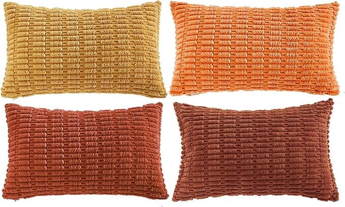 Fancy Homi 4 Packs Decorative Throw Pillow Covers for Living Room Couch Bed, Modern Farmhouse Boho Home Décor Accent Cushion Case, 24" x 14", Burnt Orange Series
