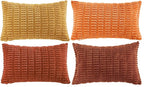 Fancy Homi 4 Packs Decorative Throw Pillow Covers for Living Room Couch Bed, Modern Farmhouse Boho Home Décor Accent Cushion Case, 24" x 14", Burnt Orange Series