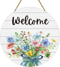 Spring Decorations for Home Spring Door Decor Mason Jar Flowers Wall Decor Wooden Wreaths for Front Door Hanger Welcome Sign for Porch Wall Indoor Home Decor (Flower)