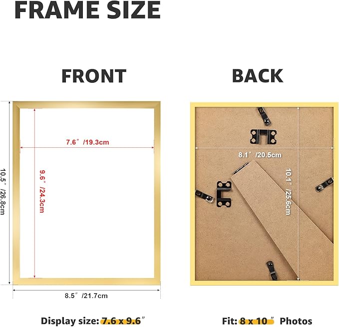 Giftgarden 8x10 Picture Frame Set of 18, Lightweight 8 by 10 Frames Bulk for Gallery Wall Photo Hanging and Tabletop Display, Gold