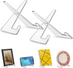 Americanflat Acrylic Easel Stand - 4" Tabletop Easel and Plate Stand - Set of 2 - Lightweight Display Holders for Photos, Cards, Frames, Books, Magazines, Albums - Home or Office Decor
