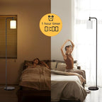 Ziisee Floor Lamps for Living Room - Standing Lamp with Remote Control Glass Shade, Modern Floor Lamp with LED Bulbs, Bright Industrial Floor Lamp for Bedroom, Black Tall Lamp for Office