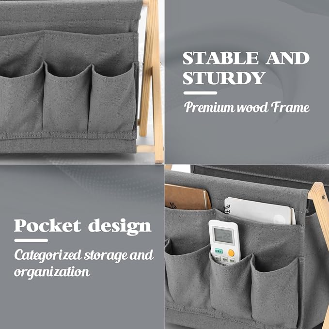 Sliner 2 Pack Foldable Magazine Rack with 6 Pockets 14x10.4 Inch Book Basket Storage Holder for Books, Newspapers, Home Couch Tablet Magazine Holder for TV Remote Control Living Room
