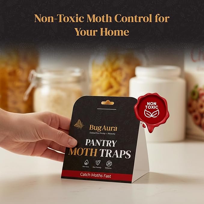 16 Pack Pantry Moth Traps for House Indoor – Advanced Red Line Formula Pantry Moth Traps with Pheromones Prime – Safe & Non-Toxic – Targets Indian Meal Moths & Other Pantry Moths