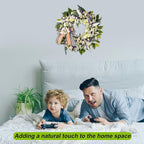 Lambs Ear Wreaths for Front Door All Season Home Decor Pocrh Wall, 20" Green Handmade Farmhouse Spring Summer Wreath with Lavender Bow