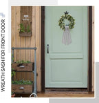 2 Pcs Grey Wreath Sash for Front Door Linen Wreath Ribbon Bow for Yard Porch Garland Home Decor