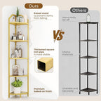 5 Tier Gold Corner Wall Shelf Stand, 66" Metal Corner Shelves Bookshelf Display Shelf for Living Room Decor, Tall Plant Stand Multi Unit Organizer, Standing Shelf for Bedroom,Bathroom,Small Space
