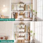 YITAHOME Wall-Mounted Closet System with Expandable Rod and Thickened Shelves – Adjustable Clothing Rack for Bedroom, Laundry Room and Cloakroom, Suitable for 2-8 Feets Space