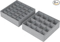 Joyoldelf Sock Drawer Underwear Organizer Divider 2 Packs, 24 Cell + 16 Cell for Storing Socks, Handkerchiefs, Ties, Belts (Grey)