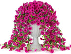 Fake Artificial Hanging Flowers for Outdoor, 2 PCS Silk Morning Glory Faux Flowers with Eucalyptus Leaves,Realistic Hanging Plants for Wedding Home Office Garden Decor