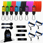 Bodylastics Patented Basic Series Resistance Band Set - 5 Resistance Bands with Snap Reduction Tech, 2 Handles, 2 Ankle Straps, 1 Door Anchor & 1 Carry Bag