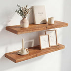30 Inch Floating Shelves, Solid Wood Wall Shelves, 8 Inch Deep Floating Shelf – for Bathroom, Bedroom, Living Room, Kitchen, Home Decor & Storage, Heavy-Duty Wooden Shelf Wall-Mounted, Set of 2
