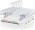 HOUSE DAY 50 Pack Skirt Hangers Pant Hangers with Clips, Clear Plastic Hangers for Pants, Skirts, Shorts, Versatile Use Clip Hanger, Retail Hanger