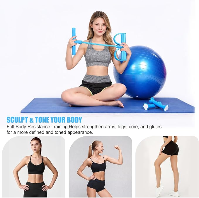 8-Tube Pedal Resistance Band with Handles, Multifunctional Pedal Resistance Band Made of Natural Rubber, Fashion Puller Exercise Equipment for Full Body Strength, Toning & Stretching