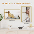 9x14 Aluminum Metal Picture Frame,Tempered Glass Gold Photo Frame 9x14 for Family Photo,Posters,Art,Document to Wall Mount Horizontally or Vertically