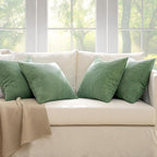 MIULEE Boho Farmhouse Throw Pillow Covers 18x18 Inch Set of 4 Mordern Nordic Cushion Covers Soft Corduroy Spring Home Decor for Couch Bed Sofa Living Room Sage Green