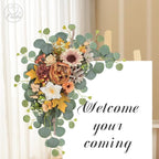 Odouzy Artificial Wedding Arch Flowers for Wedding Sign,Set of 2 for Wedding Welcome Ceremony Sign,Faux Floral Swags,Wedding, Banquet and Reception Backdrop Floral Decoration (Coffee Orange)