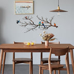 ESTART Metal Birds Wall Art, Metal Vivid Birds on Branch Silhouette Wall Decor Black Leaves with Bird Outdoor Hanging Wall Sculpture for Home Balcony Garden (Classic Color, Large)