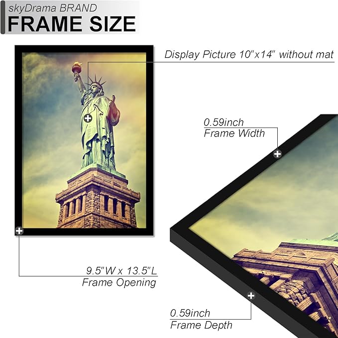 100% Solid Wood 10x14 Picture Frame Set of 3, Black Frame for 10 x 14 Inch Picture Poster Photo, Light Weight 10 by 14 HQ Matte Black Frame for Wall - 3 Pack/Black/10 x14