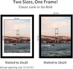 18x24 Picture Frame Black Set of 3, Display Pictures 16x20 with Mat or 18 x 24 Without Mat, Poster Frames 18x24 for Wall Hanging Horizontal and Vertical