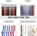 2Pack Tie Rack Wall Mounted, Wooden Tie Hanger Tie Organizer for Men with 28 Folding Hooks, Space Saving Tie Holder and Belt Rack for Closet, White