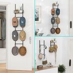 HapiRm Over Door Hat Rack - Wall Mounted Hat Organizer with 6 Hooks and Metal Basket Design, Baseball Cap Organizer Storage Holder Up to 32 Caps for Door, Bedroom, Closet (Black)