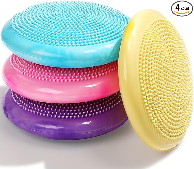 Libima 4 Pcs Wiggle Seat for Sensory Kids Inflated Wobble Cushion Sensory Seat Cloud Design Flexible Seating for Classroom Elementary Balance Disc for Kids Adult Pet Training