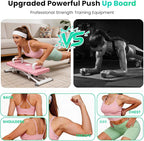 Balance Board with Pushup Handles, 300LBS Ski Balancing Machine Exercise Equipment with Resistance Bands LCD Monitor for Cardio, Home Ski Simulator Trainer for Full Body Workout, Pink