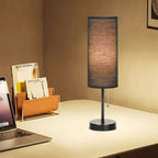 Dott Arts 18" Table Lamp for Bedroom, 3-Color Bedside Lamps with Pull Chain, Bedroom Table Lamps for Nightstand,AC Outlet Small Lamp for Living Room, Bulb Included Black